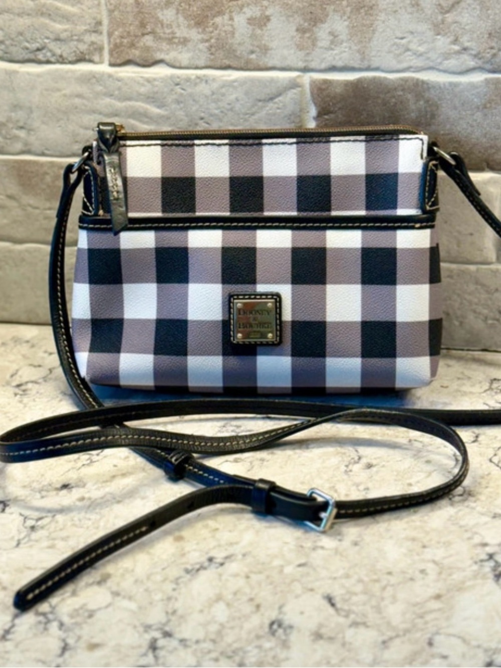 Dooney & Bourke Black White Check Crossbody Bag